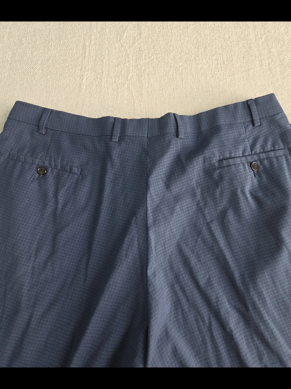 Ralph Lauren Classic Fit Dress Pants 42x30 Blue Check Flat Front Stretch Mens